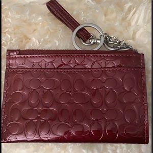 COACH Shiny Red Zip ID Case